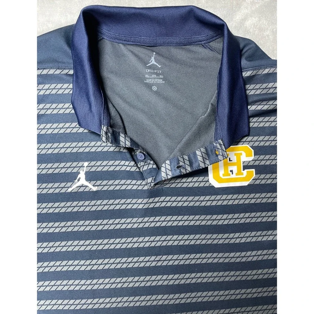 Jordan Dri-FIT Campbell Hall Mens 3XL Blue Polo Shirt Basketball Athletic School